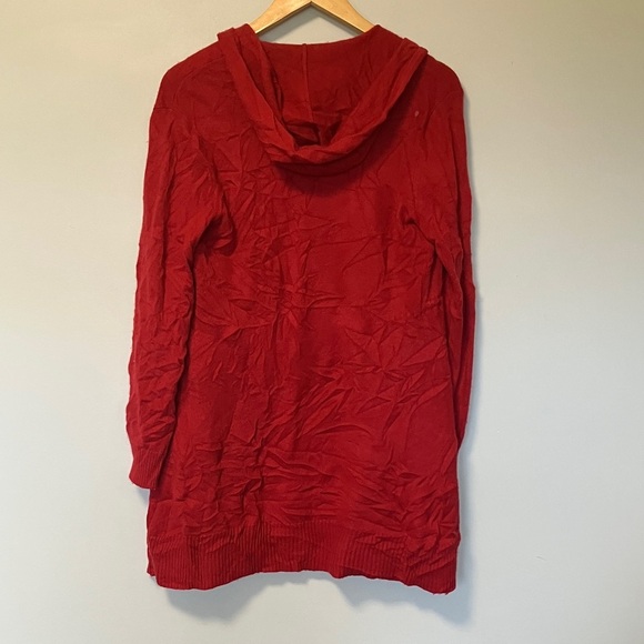 Eileen Fisher 100% Cashmere Red Hooded Cardigan - Picture 4 of 4